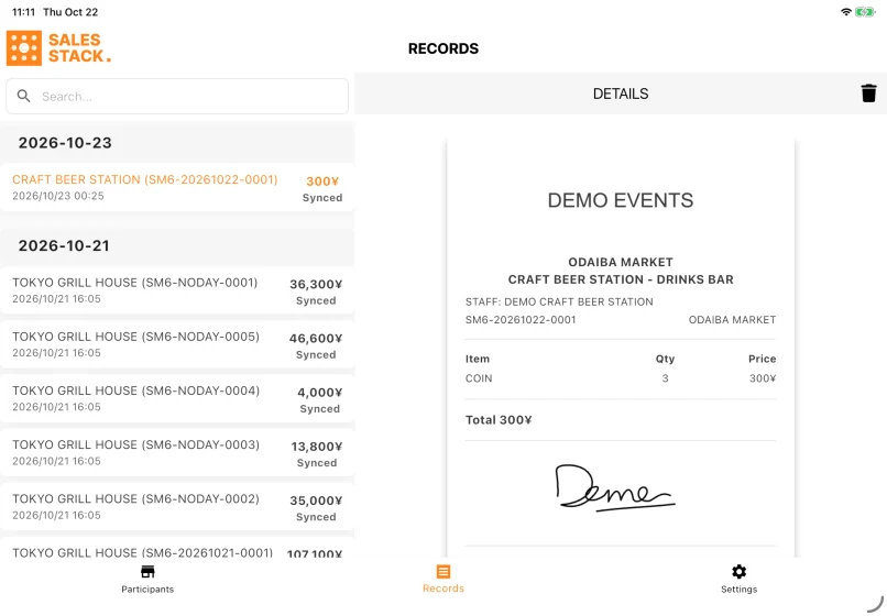 Sales Stack · Sales Stack revenue entry. Demonstration data.