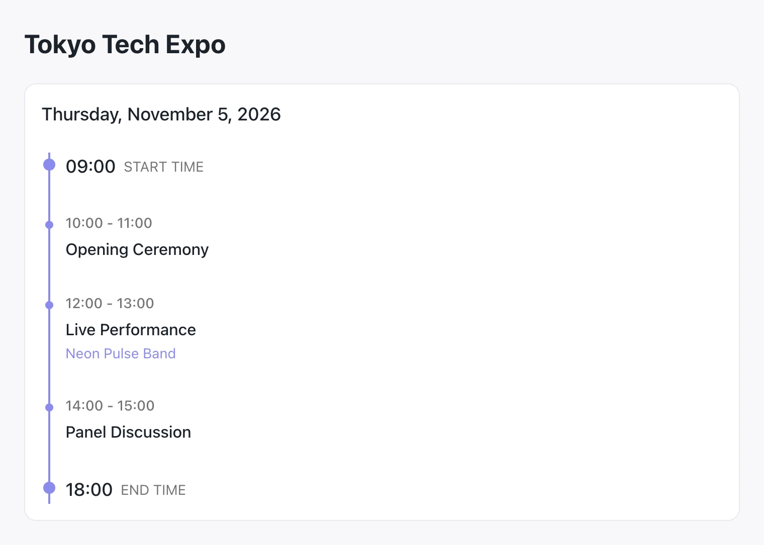 Tokyo Tech Expo programme excerpt with session times and speakers.