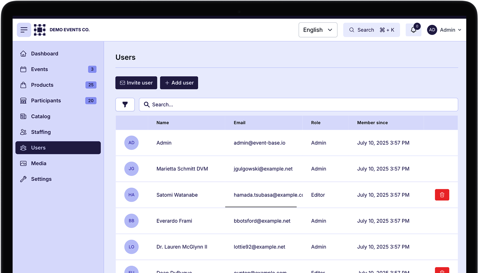 EventBase Dashboard
