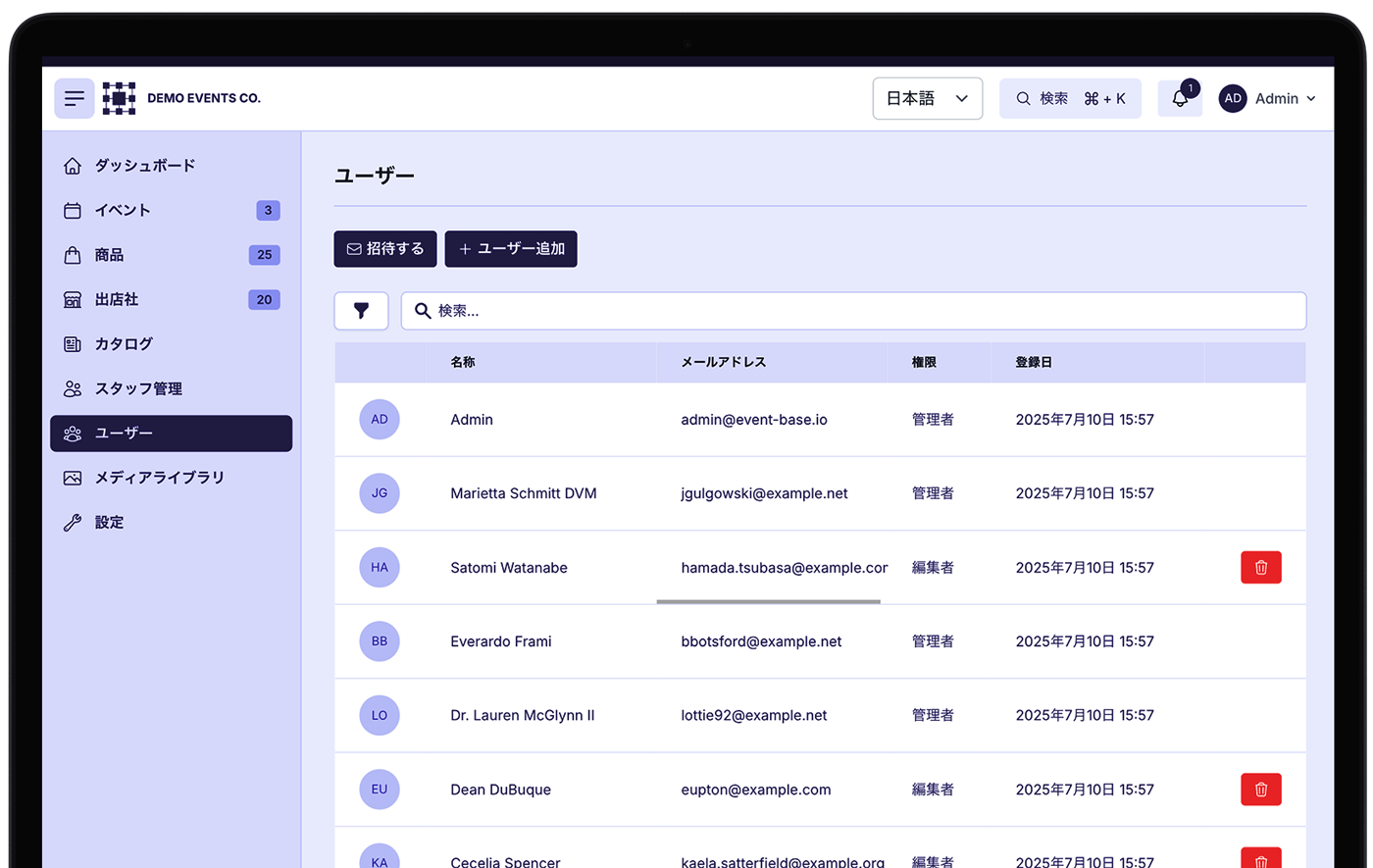 EventBase Dashboard
